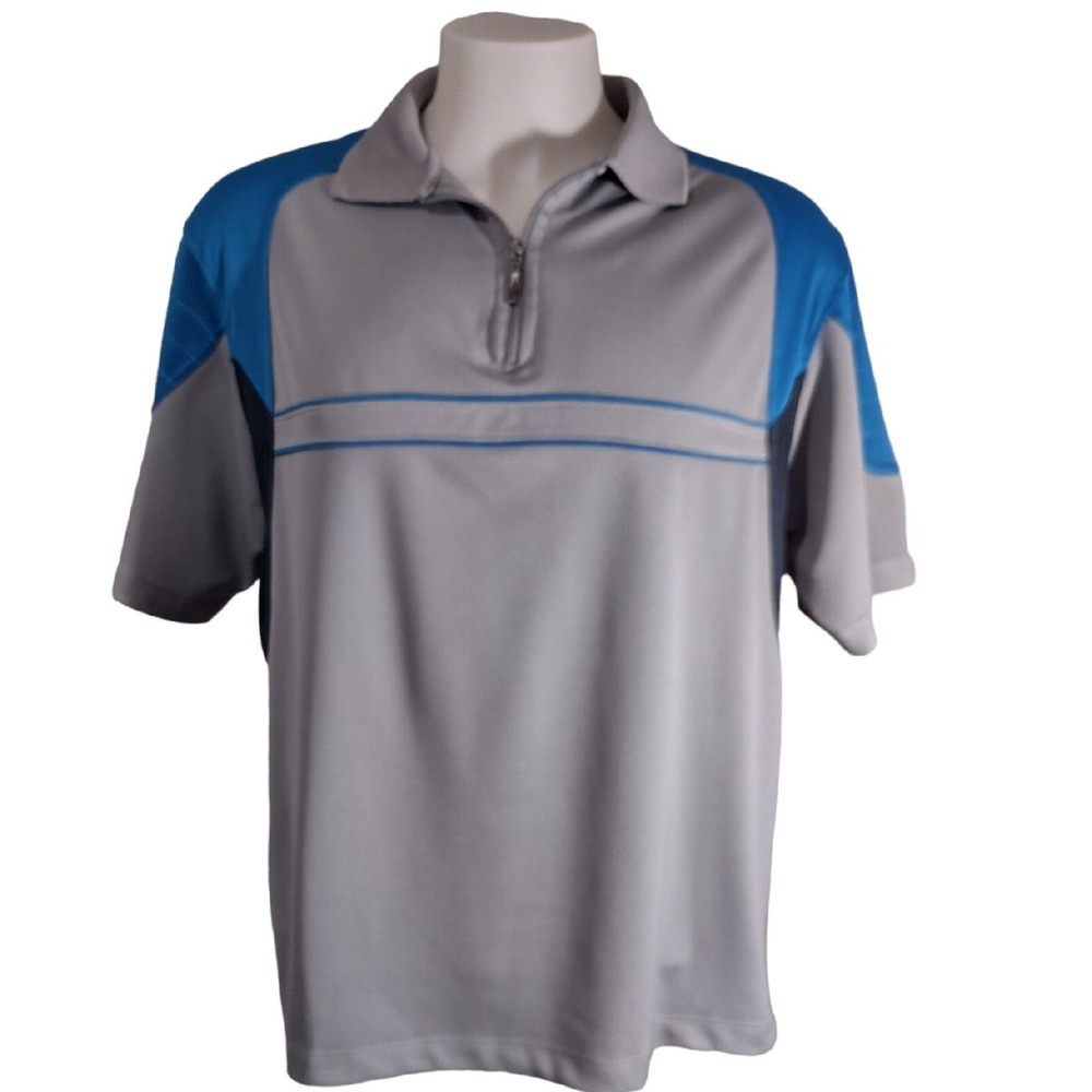 Weir Golf Polo Shirt Mens 44 L Gray Blue Quarter Zip Performance Athleisure Logo